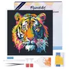 Image de Figured’Art Mini Diamond Painting Broderie Diamant 25x25cm avec Cadre Toile Tendue et Perles Rondes - Tigre Abstrait Pop Art - Kit Complet DIY Activité Manuelle Loisirs Créatifs Adultes