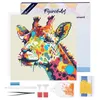Image de Figured’Art Mini Diamond Painting Broderie Diamant 25x25cm avec Cadre Toile Tendue et Perles Rondes - Girafe Abstraite Pop Art - Kit Complet DIY Activité Manuelle Loisirs Créatifs Adultes