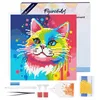 Image de Figured’Art Mini Diamond Painting Broderie Diamant 25x25cm avec Cadre Toile Tendue et Perles Rondes - Chat Abstrait Pop Art - Kit Complet DIY Activité Manuelle Loisirs Créatifs Adultes