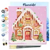 Image de Figured'Art Mini Peinture par Numéro Adulte 20x20cm avec cadre Maison en Pain d'Épice - Petit Format Kit de Loisir Créatif DIY Numéro d'Art Complet