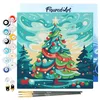 Image de Figured'Art Mini Peinture par Numéro Adulte 20x20cm avec cadre Sapin de Noël Abstrait - Petit Format Kit de Loisir Créatif DIY Numéro d'Art Complet