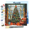 Image de Figured'Art Mini Peinture par Numéro Adulte 20x20cm avec cadre Sapin de Noël dans le Salon - Petit Format Kit de Loisir Créatif DIY Numéro d'Art Complet