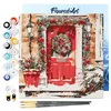 Image de Figured'Art Mini Peinture par Numéro Adulte 20x20cm avec cadre Porte Rouge - Petit Format Kit de Loisir Créatif DIY Numéro d'Art Complet