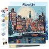 Image de Figured'Art Mini Peinture par Numéro Adulte 20x20cm avec cadre Noël à Amsterdam - Petit Format Kit de Loisir Créatif DIY Numéro d'Art Complet