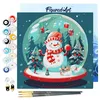 Image de Figured'Art Mini Peinture par Numéro Adulte 20x20cm avec cadre Bonhomme de Neige dans sa Boule - Petit Format Kit de Loisir Créatif DIY Numéro d'Art Complet