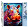 Image de Figured'Art Peinture par Numéro Adulte Hippopotame Coloré Abstrait - Activité Manuelle Kit de Loisir Créatif DIY Numéro d'Art Complet Animaux - 40x50cm sans châssis en bois
