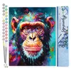 Image de Figured'Art Peinture par Numéro Adulte Chimpanzé Coloré Abstrait - Activité Manuelle Kit de Loisir Créatif DIY Numéro d'Art Complet Animaux - 40x50cm sans châssis en bois