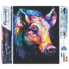 Image de Figured’Art Diamond Painting Broderie Diamant 40x50cm Toile Entière Roulée avec Strass Perles Carrés - Sanglier Coloré Abstrait - Kit Complet 5D DIY Activité Manuelle Loisirs Créatifs Adultes