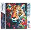 Image de Figured’Art Diamond Painting Broderie Diamant 40x50cm Toile Entière Roulée avec Strass Perles Carrés - Léopard Coloré Abstrait - Kit Complet 5D DIY Activité Manuelle Loisirs Créatifs Adultes