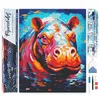 Image de Figured’Art Diamond Painting Broderie Diamant 40x50cm Toile Entière Roulée avec Strass Perles Carrés - Hippopotame Coloré Abstrait - Kit Complet 5D DIY Activité Manuelle Loisirs Créatifs Adultes