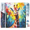 Image de Figured’Art Diamond Painting Broderie Diamant 40x50cm Toile Entière Roulée avec Strass Perles Carrés - Girafe Colorée Abstraite - Kit Complet 5D DIY Activité Manuelle Loisirs Créatifs Adultes