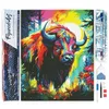 Image de Figured’Art Diamond Painting Broderie Diamant 40x50cm Toile Entière Roulée avec Strass Perles Carrés - Bison Coloré Abstrait - Kit Complet 5D DIY Activité Manuelle Loisirs Créatifs Adultes