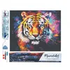 Image de Figured’Art Diamond Painting Broderie Diamant 40x50cm Toile Entière Roulée avec Strass Perles Carrés - Tigre Coloré Abstrait - Kit Complet 5D DIY Activité Manuelle Loisirs Créatifs Adultes