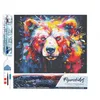 Image de Figured’Art Diamond Painting Broderie Diamant 40x50cm Toile Entière Roulée avec Strass Perles Carrés - Ours Coloré Abstrait - Kit Complet 5D DIY Activité Manuelle Loisirs Créatifs Adultes