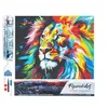 Image de Figured’Art Diamond Painting Broderie Diamant 40x50cm Toile Entière Roulée avec Strass Perles Carrés - Lion Coloré Abstrait - Kit Complet 5D DIY Activité Manuelle Loisirs Créatifs Adultes