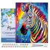 Image de Figured'Art Peinture par Numéro Adulte avec Cadre Zèbre Coloré Abstrait - Activité Manuelle Kit de Loisir Créatif DIY Numéro d'Art Complet Animaux - 40x50cm toile tendue sur châssis