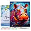 Image de Figured'Art Peinture par Numéro Adulte avec Cadre Hippopotame Coloré Abstrait - Activité Manuelle Kit de Loisir Créatif DIY Numéro d'Art Complet Animaux - 40x50cm toile tendue sur châssis