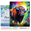 Image de Figured'Art Peinture par Numéro Adulte avec Cadre Bison Coloré Abstrait - Activité Manuelle Kit de Loisir Créatif DIY Numéro d'Art Complet Animaux - 40x50cm toile tendue sur châssis