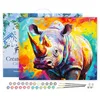 Image de Figured'Art Peinture par Numéro Adulte avec Cadre Rhinocéros Coloré Abstrait - Activité Manuelle Kit de Loisir Créatif DIY Numéro d'Art Complet Animaux - 40x50cm toile tendue sur châssis