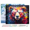 Image de Figured'Art Peinture par Numéro Adulte avec Cadre Ours Coloré Abstrait - Activité Manuelle Kit de Loisir Créatif DIY Numéro d'Art Complet Animaux - 40x50cm toile tendue sur châssis