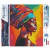 Image de Figured’Art Diamond Painting Broderie Diamant 40x50cm Toile Entière Roulée avec Strass Perles Carrés - Dame africaine lumineuse - Kit Complet 5D DIY Activité Manuelle Loisirs Créatifs Adultes