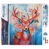 Image de Figured’Art Diamond Painting Broderie Diamant 40x50cm Toile Entière Roulée avec Strass Perles Carrés - Cerf coloré en fleurs - Kit Complet 5D DIY Activité Manuelle Loisirs Créatifs Adultes