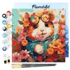 Image de Figured'Art Mini Peinture par Numéro Adulte 20x20cm avec cadre Hamster fantaisie et fleurs - Petit Format Kit de Loisir Créatif DIY Numéro d'Art Complet