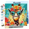 Image de Figured'Art Mini Peinture par Numéro Adulte 20x20cm avec cadre Girafe fantaisie et fleurs - Petit Format Kit de Loisir Créatif DIY Numéro d'Art Complet