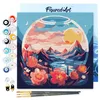 Image de Figured'Art Mini Peinture par Numéro Adulte 20x20cm avec cadre Montagnes et boule de verre - Petit Format Kit de Loisir Créatif DIY Numéro d'Art Complet
