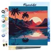 Image de Figured'Art Mini Peinture par Numéro Adulte 20x20cm avec cadre Mer et Coucher de Soleil - Petit Format Kit de Loisir Créatif DIY Numéro d'Art Complet