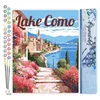 Image de Figured'Art Peinture par Numéro Adulte Affiche de voyage lac de Côme en fleurs - Activité Manuelle Kit de Loisir Créatif DIY Numéro d'Art Complet - 40x50cm sans châssis en bois