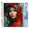 Image de Figured'Art Peinture par Numéro Adulte Femme au foulard rouge - Activité Manuelle Kit de Loisir Créatif DIY Numéro d'Art Complet - 40x50cm sans châssis en bois