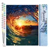 Image de Figured'Art Peinture par Numéro Adulte Vague et coucher de soleil - Activité Manuelle Kit de Loisir Créatif DIY Numéro d'Art Complet - 40x50cm sans châssis en bois