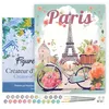 Image de Figured'Art Peinture par Numéro Adulte avec Cadre Affiche de voyage Paris en fleurs - Activité Manuelle Kit de Loisir Créatif DIY Numéro d'Art Complet - 40x50cm toile tendue sur châssis