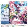 Image de Figured'Art Peinture par Numéro Adulte avec Cadre Affiche de voyage Kyoto en fleurs - Activité Manuelle Kit de Loisir Créatif DIY Numéro d'Art Complet - 40x50cm toile tendue sur châssis