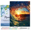 Image de Figured'Art Peinture par Numéro Adulte avec Cadre Vague et coucher de soleil - Activité Manuelle Kit de Loisir Créatif DIY Numéro d'Art Complet - 40x50cm toile tendue sur châssis