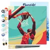 Image de Figured'Art Mini Peinture par Numéro Adulte 20x20cm avec cadre Affiche sportive Basket - Petit Format Kit de Loisir Créatif DIY Numéro d'Art Complet
