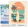 Image de Figured'Art Peinture par Numéro Adulte avec Cadre Planche de surf sur la plage - Activité Manuelle Kit de Loisir Créatif DIY Numéro d'Art Complet - 40x50cm toile tendue sur châssis