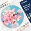 Image de Figured'Art Peinture par Numéro Adulte sur Disque en Bois de 30cm de diamètre - Fleurs de cerisier - Kit de Loisir Créatif DIY Numéro d'Art Complet