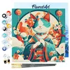 Image de Figured'Art Mini Peinture par Numéro Adulte 20x20cm avec cadre Chat Princesse Japonaise - Petit Format Kit de Loisir Créatif DIY Numéro d'Art Complet