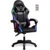 Image de Amstrad AMS-900-LED-BK Fauteuil/Chaise de Bureau Gamer Noir Gris - Eclairage LED 366 Effets - Télécommande