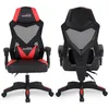 Image de Amstrad AMS-309-BK Fauteuil/Chaise/Siège de Bureau ou Gamer Noir & Rouge - Coussin Lombaire - Tissu en Maille Respirante