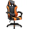 Image de Amstrad AMS-800-ORANGE Fauteuil/Chaise de Bureau Gamer Coloris Noir & Orange - Coussin Lombaire & appuie tête