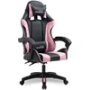 Image de Amstrad AMS-800-PINK Fauteuil/Chaise de Bureau Gamer Coloris Noir & Rose - Coussin Lombaire & appuie tête