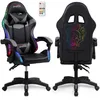 Image de Amstrad AMS-900-LED-SKULL - Fauteuil Gaming Noir et Gris - Serigraphie Tête de Mort - Eclairage LED 366 Effets - Télécommande