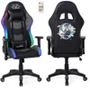 Image de Amstrad Fauteuil Gaming Elite-LED-Samurai - Noir et Gris - Eclairage LED 576 Effets - Télécommande - Accoudoir 2D