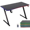 Image de Amstrad AMS-DESK120Z-LED-AURA Bureau Informatique Gamer avec retroéclairage LED Fibre Optique - 1m20 - Finition Carbone