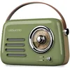 Image de Radio Rétro Portable Ledwood Alma, FM, Bluetooth Entrée USB, Puissance 30W - Batterie 3,7V-1500mAh - Retro Vintage - Vert Olive