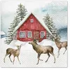 Image de Lot de 20 serviettes en papier 33 x 33 cm Rennes et maison dans la neige