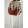 Image de Abaco Paris - Sac porté épaule en Velours de Cuir Kael bordeaux - 28x44x2 cm OS